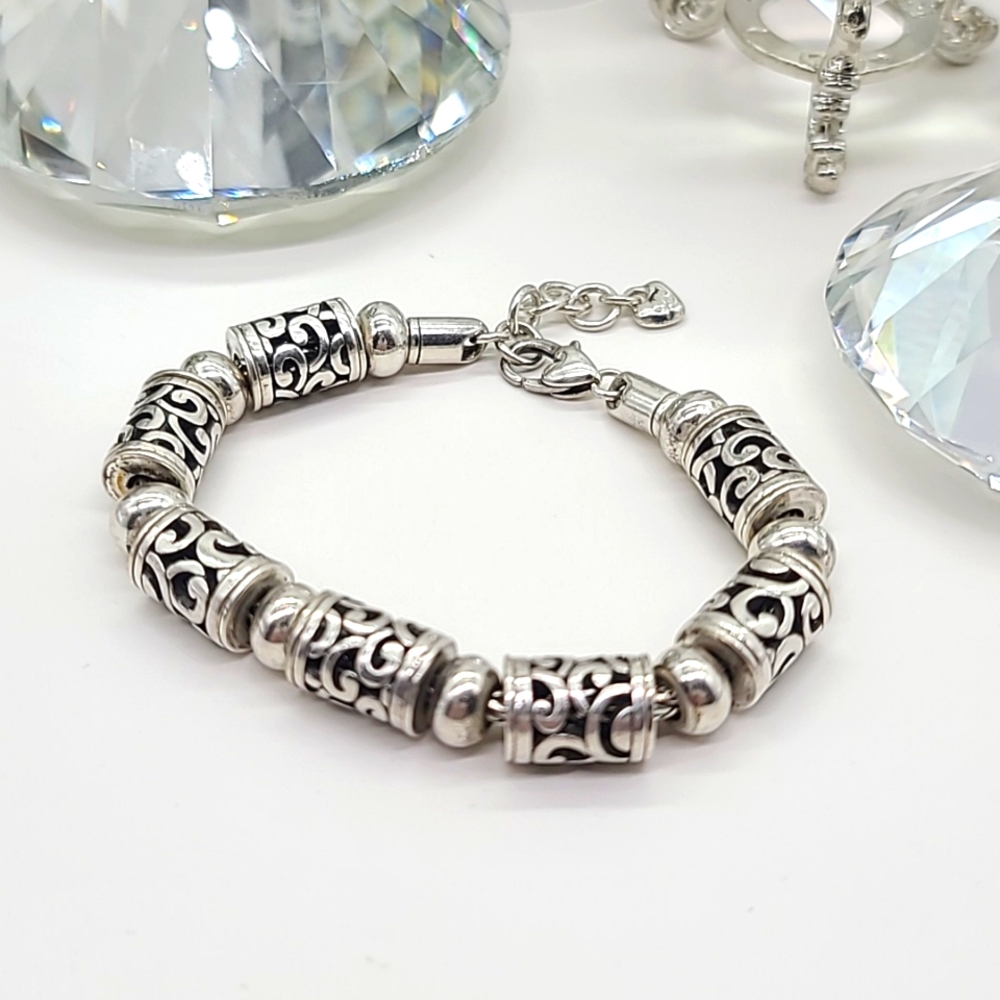 $52 NWTS Brighton "DECO BEADS" Openwork Balinese Bracelet w Silver Spacers!